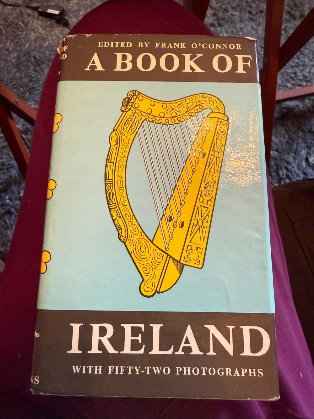 Vintage 1970, A Book of Ireland Blue and Yellow Decorative Art Print Hardcover